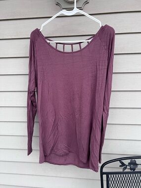 Charlotte Russe Mauve Strappy-Back Long Sleeve Top
